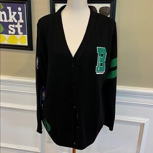 Unisex Boston Celtics FISLL Black & Green Cardigan Sweater